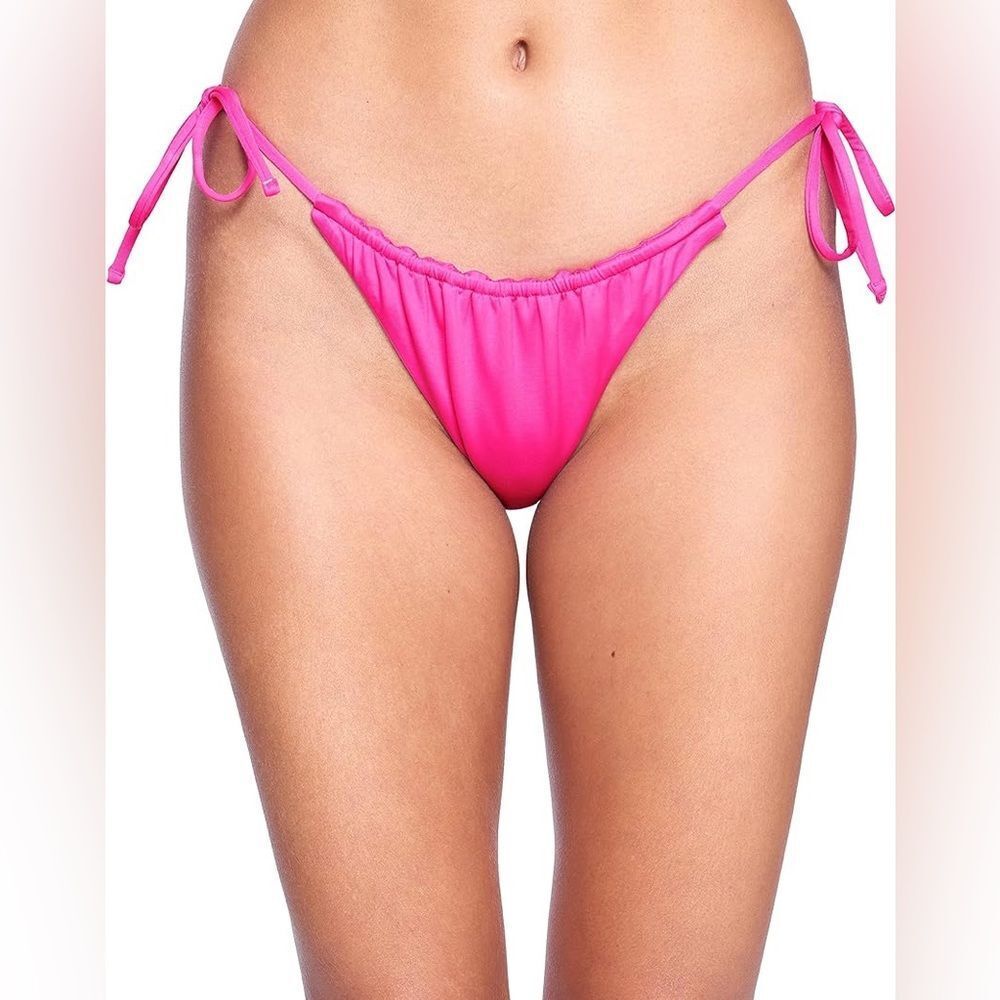 Hurley Side Side Tie Cheeky Hot Pink Bikini Swim Bottom Size Large